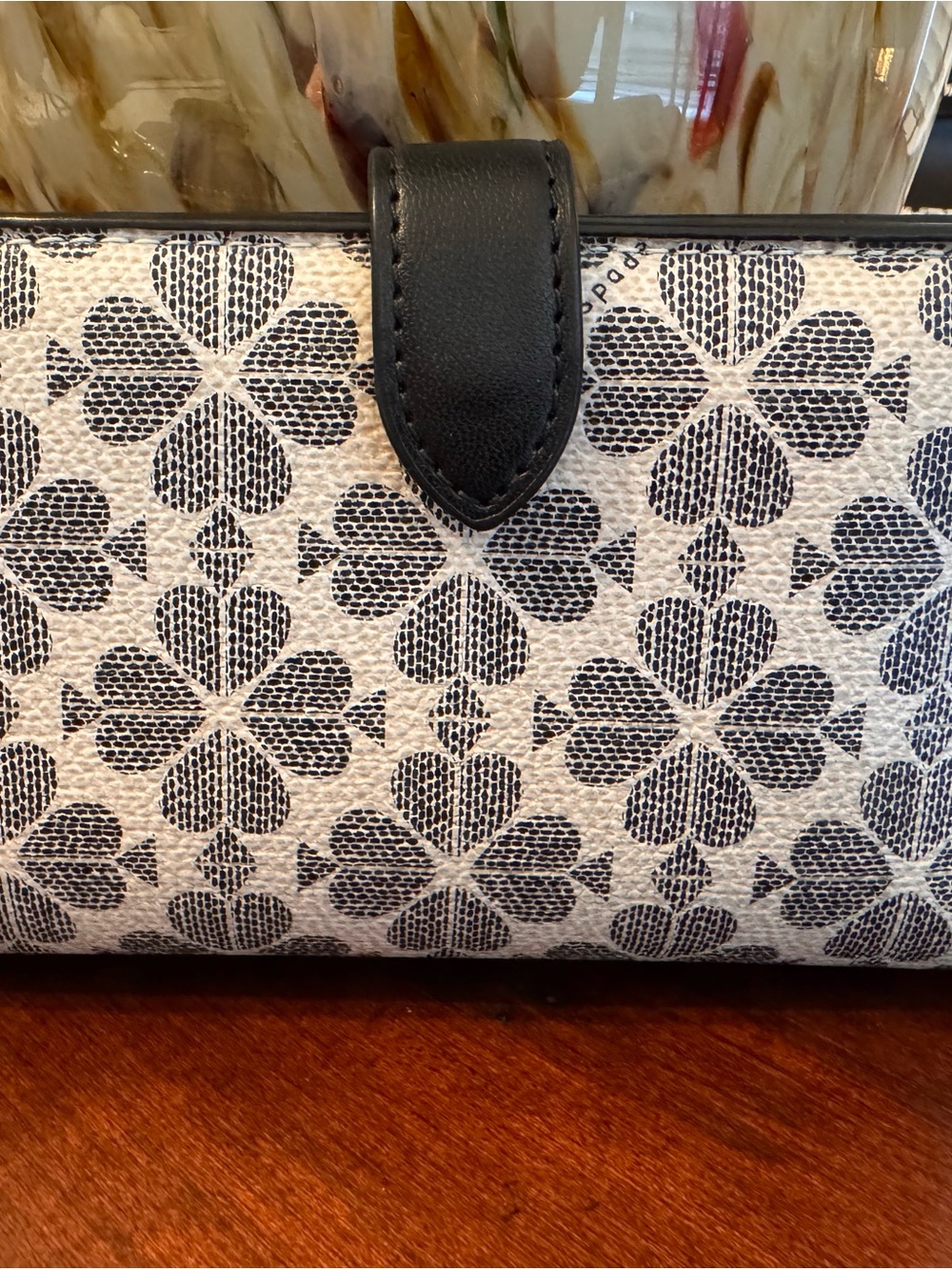 kate spade Black & Cream Heart-Club Pattern Wallet - Picture 3 of 8